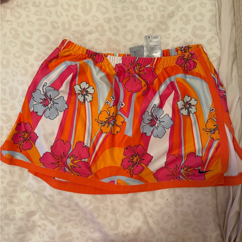Nike Floral Mini Skirt in Orange and Pink